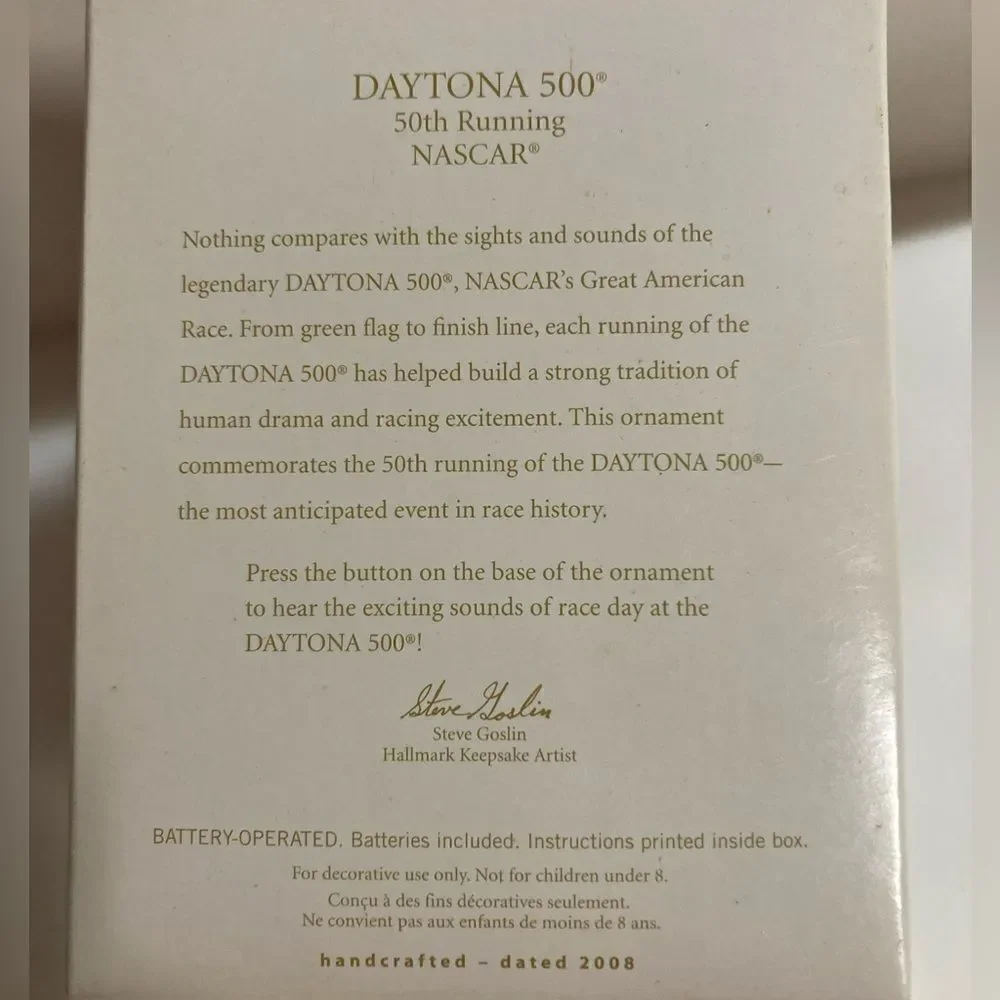 2007 Hallmark Daytona 500 50th Running NASCAR Keepsake Christmas Ornament NIB
